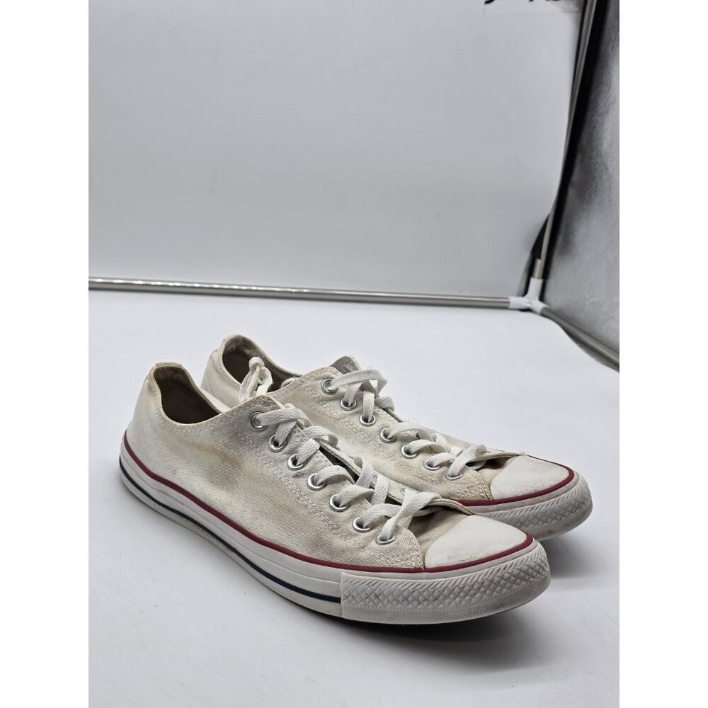 Converse All Star Shoes Mens 10 White Canvas Low Top Sneakers Damaged M7652